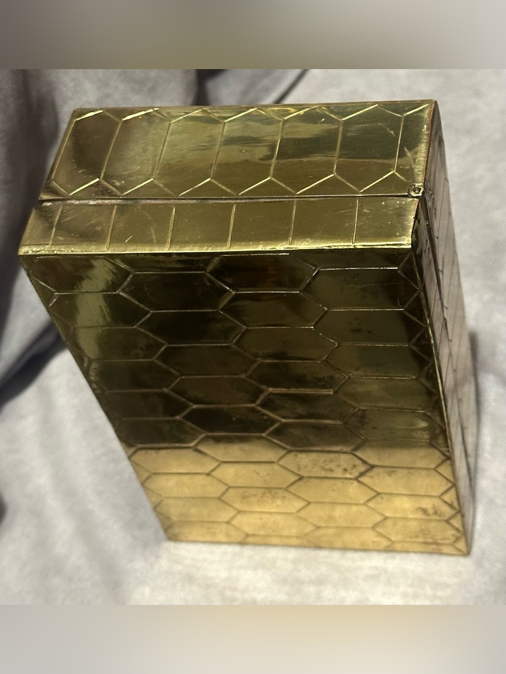 Vintage Brass Art-Deco Trinket Box - Gold Finish